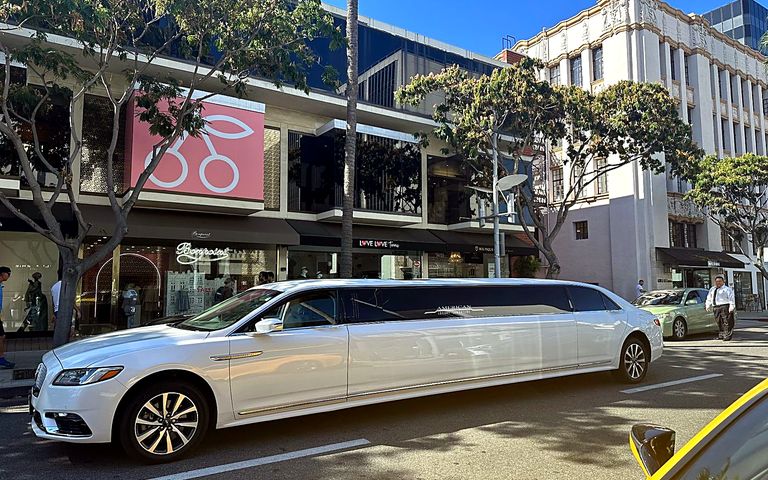 White Lincoln Continental stretch limousine