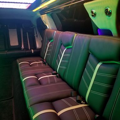 Leather interior of the Lincoln Continental stretch limousine