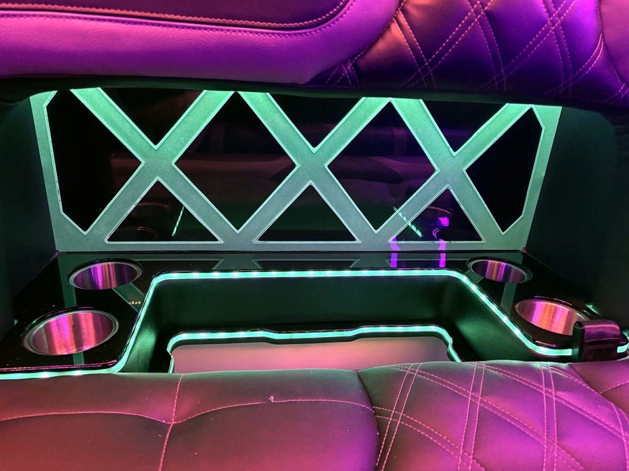 Illuminated bar fixture in the 2024 Escalade limousine