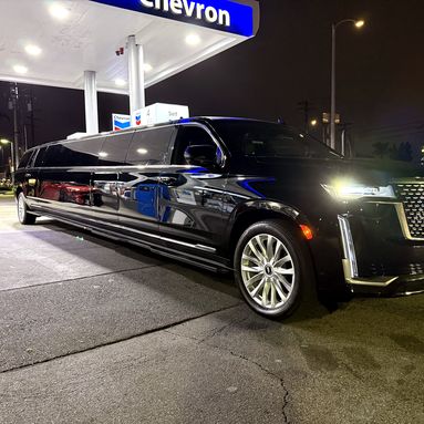 2024 Escalade super-stretch limousine at night