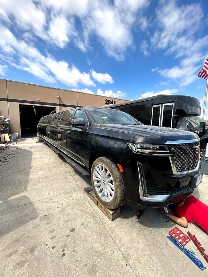 The completed 2024 Escalade super-stretch limousine