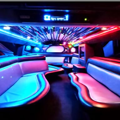 LED-lit interior of the Hummer H2 stretch limousine