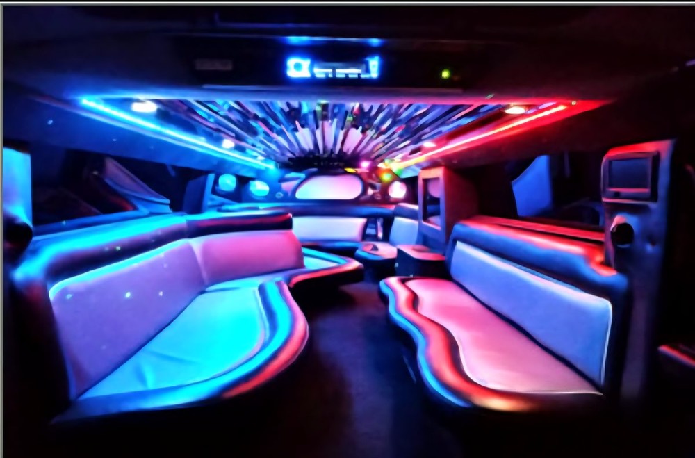 Star-lit ceiling inside the Hummer H2 limousine