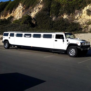 Hummer H2 stretch limousine on the coast road
