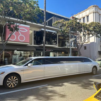 White Lincoln Continental stretch limousine in Beverly Hills